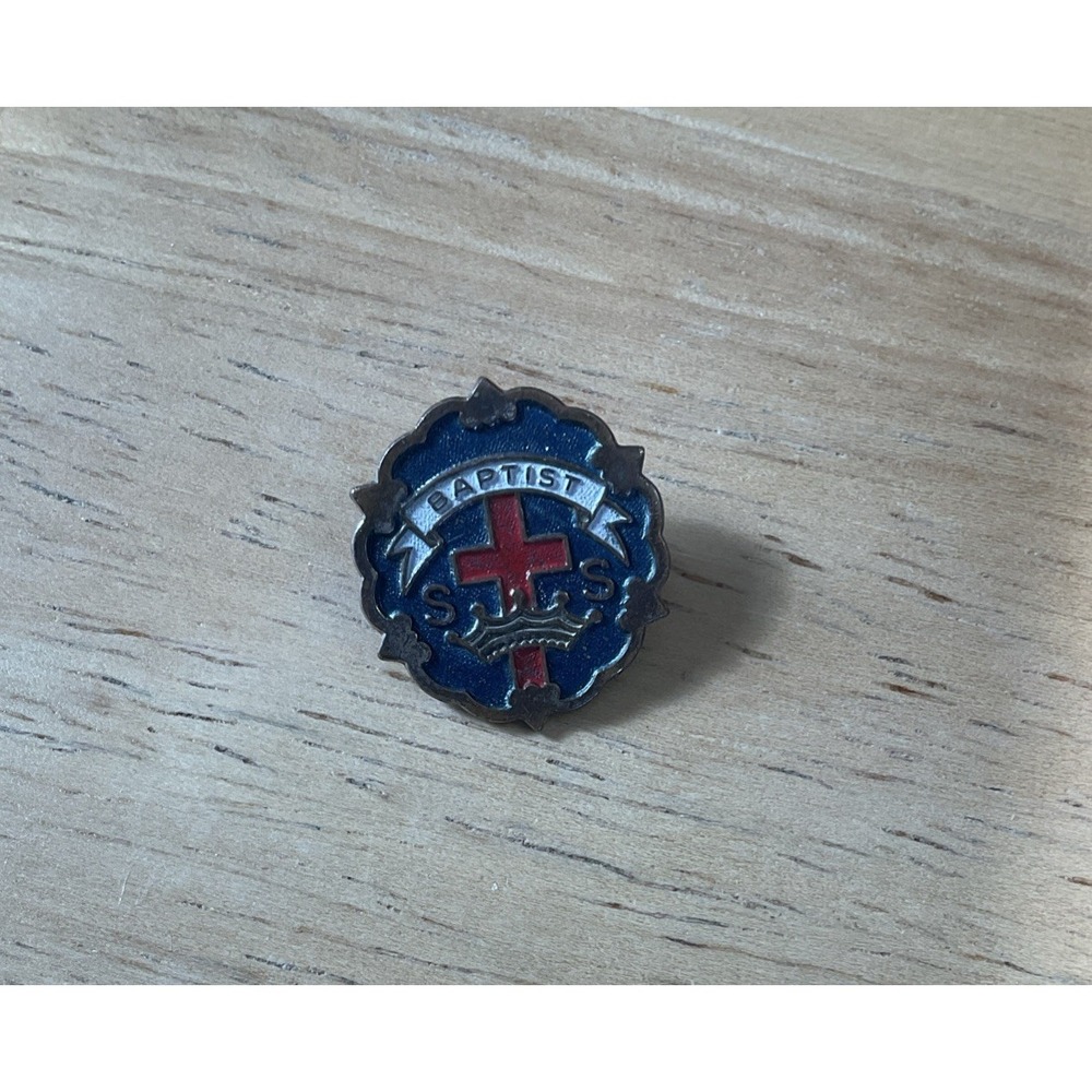 Vintage Sunday School Lapel Pin Little System Cross Crown Baptist Brooch